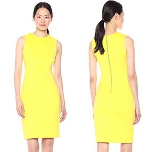 Yellow Calvin Klein Sheath Dress Knee Length Sz 4